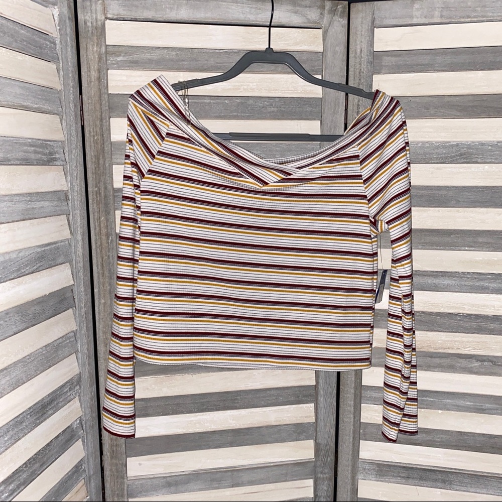 Arizona Off Shoulder Ivory Multi Stripe Top- XL New With Tags